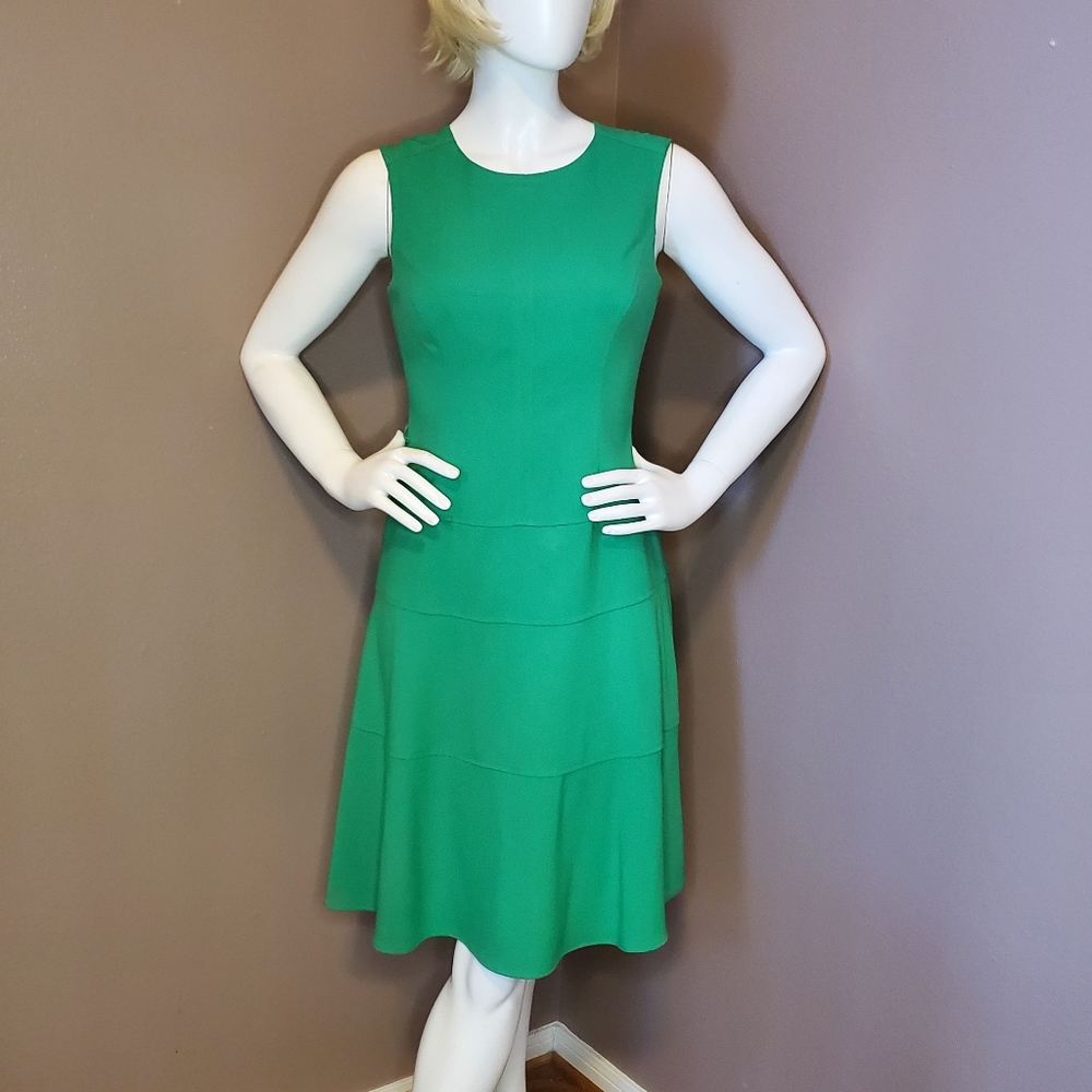 ANNE KLEIN green fit n flare dress size 8